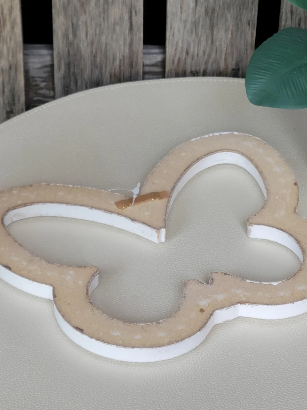 Farmhouse Butterfly White Washed Beaded Hollow Decor
